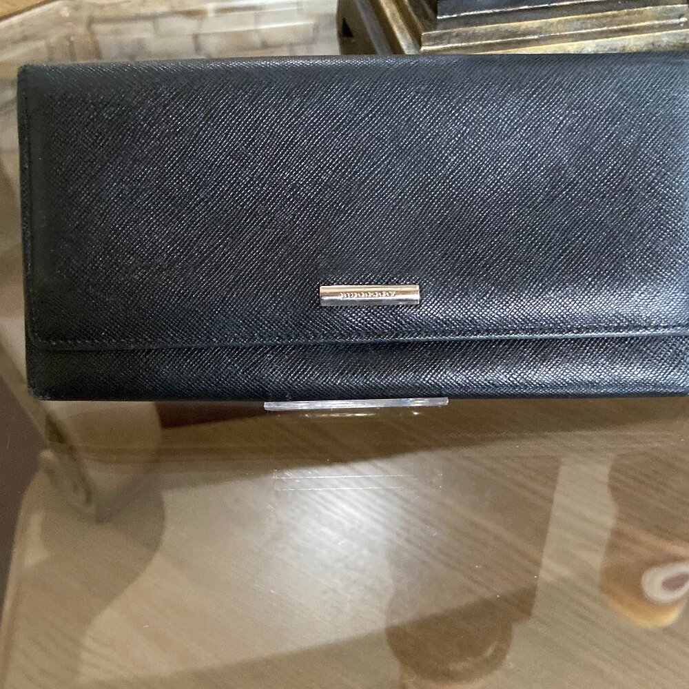Burberry Pattern Long Black Wallet - image 1